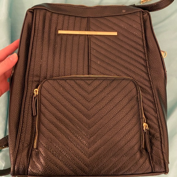 Black Steve Madden Patent Leather Backpack - Picture 1 of 3